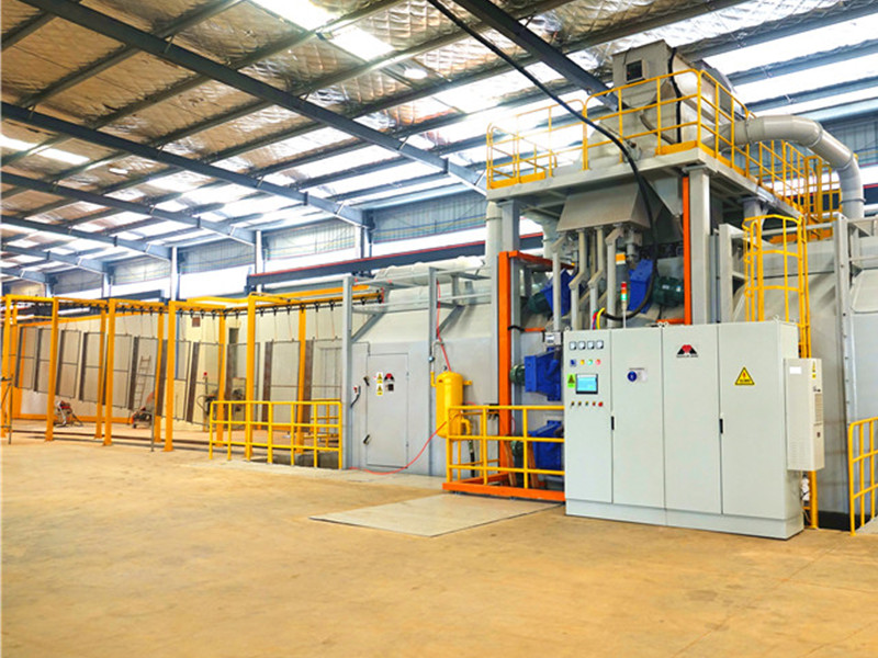 MIZHI hanger chain type shot blasting machine for steel safe protective door(图2)