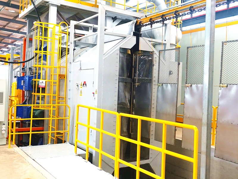 MIZHI hanger chain type shot blasting machine for steel safe protective door(图1)